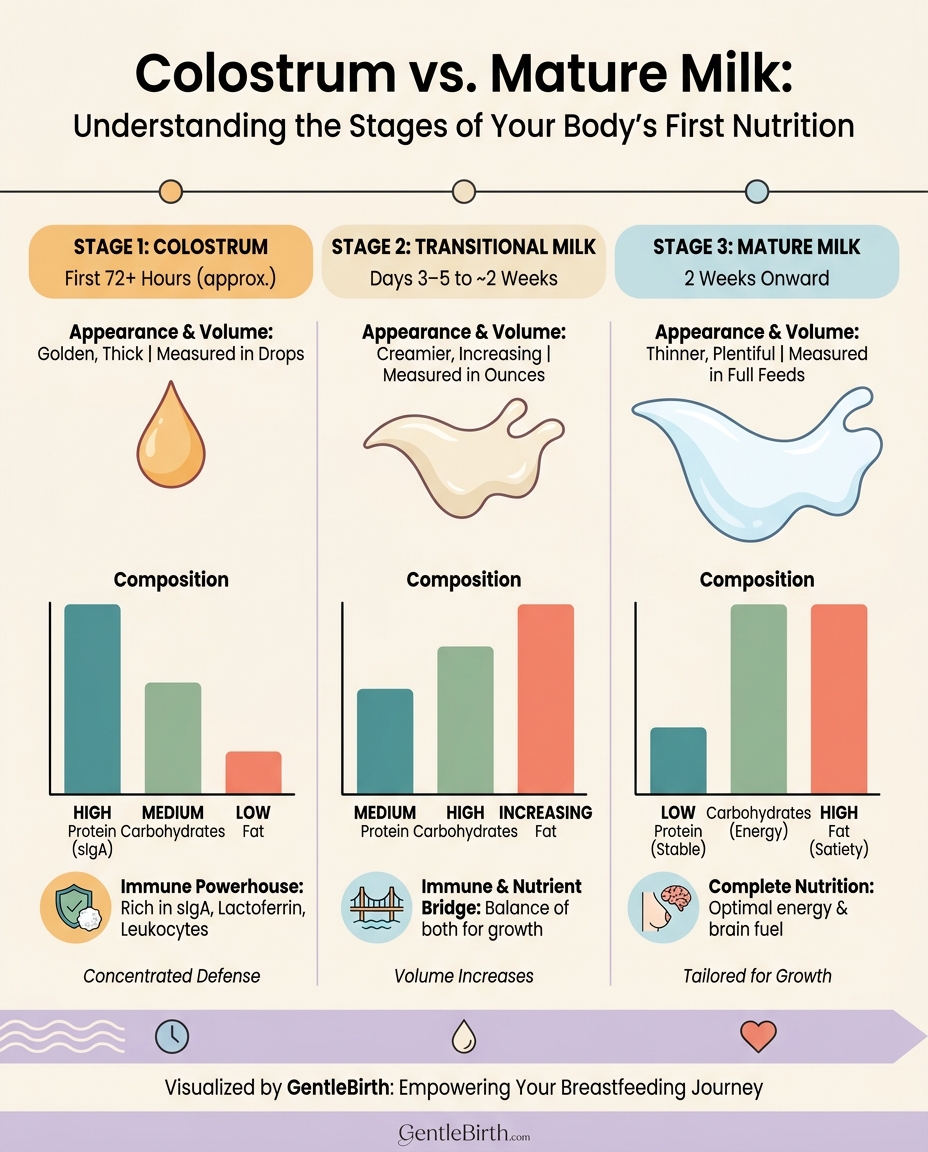 Colostrum vs Mature Milk: First 72 Hours Explained | GentleBirth
